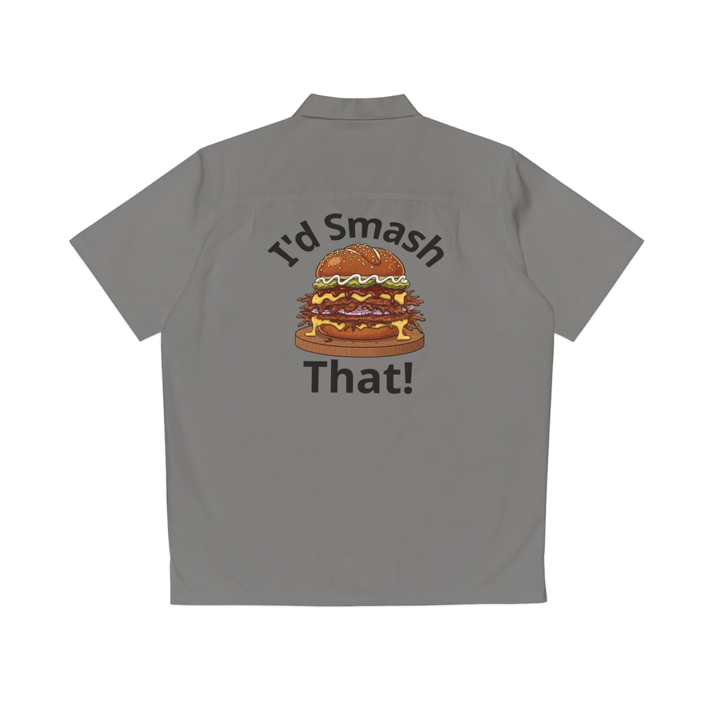Men's Hawaiian Shirt — 'I'd Smash That!' Burger Graphic Camp Shirt