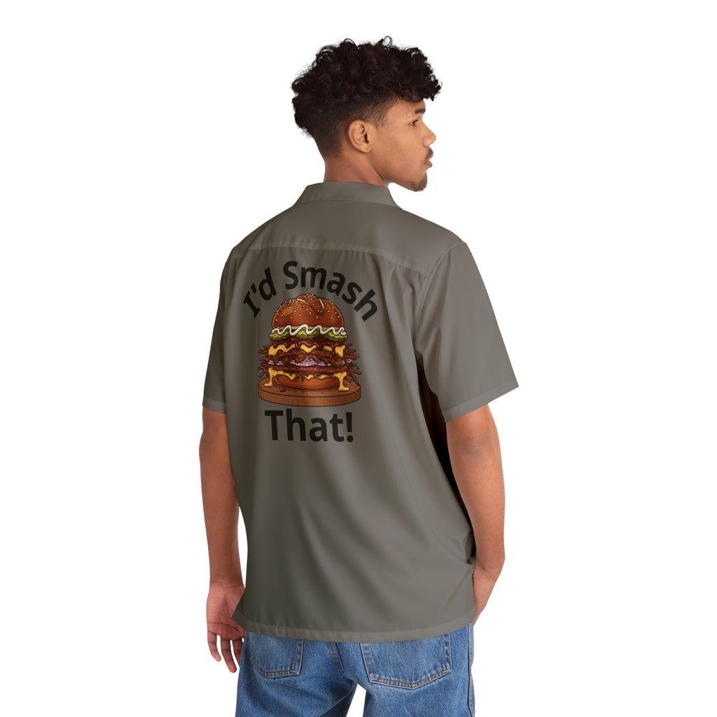 Men's Hawaiian Shirt — 'I'd Smash That!' Burger Graphic Camp Shirt