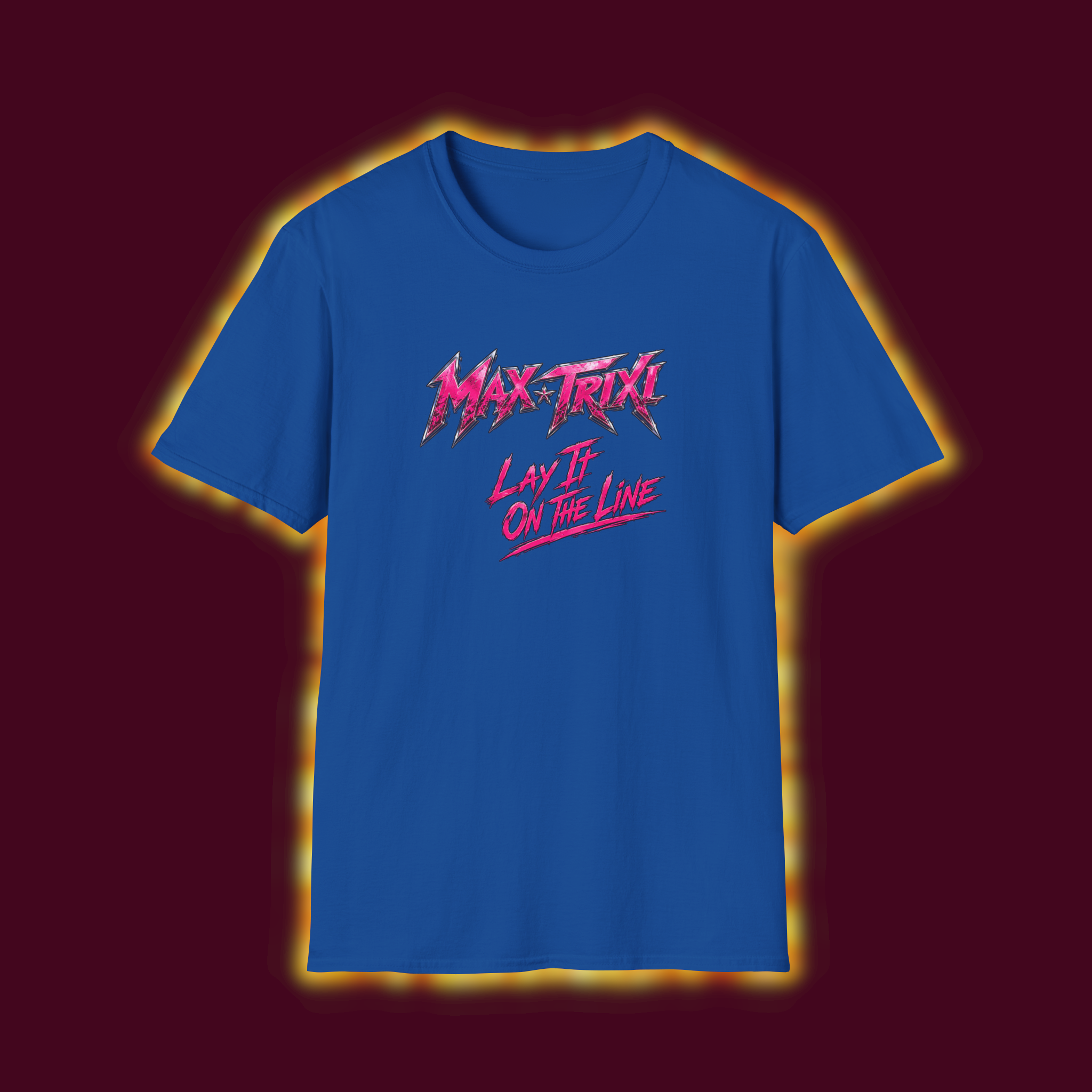 Max Trixi "Lay It On The Line" Graphic T-Shirt — Retro 80s Rock Band Tee