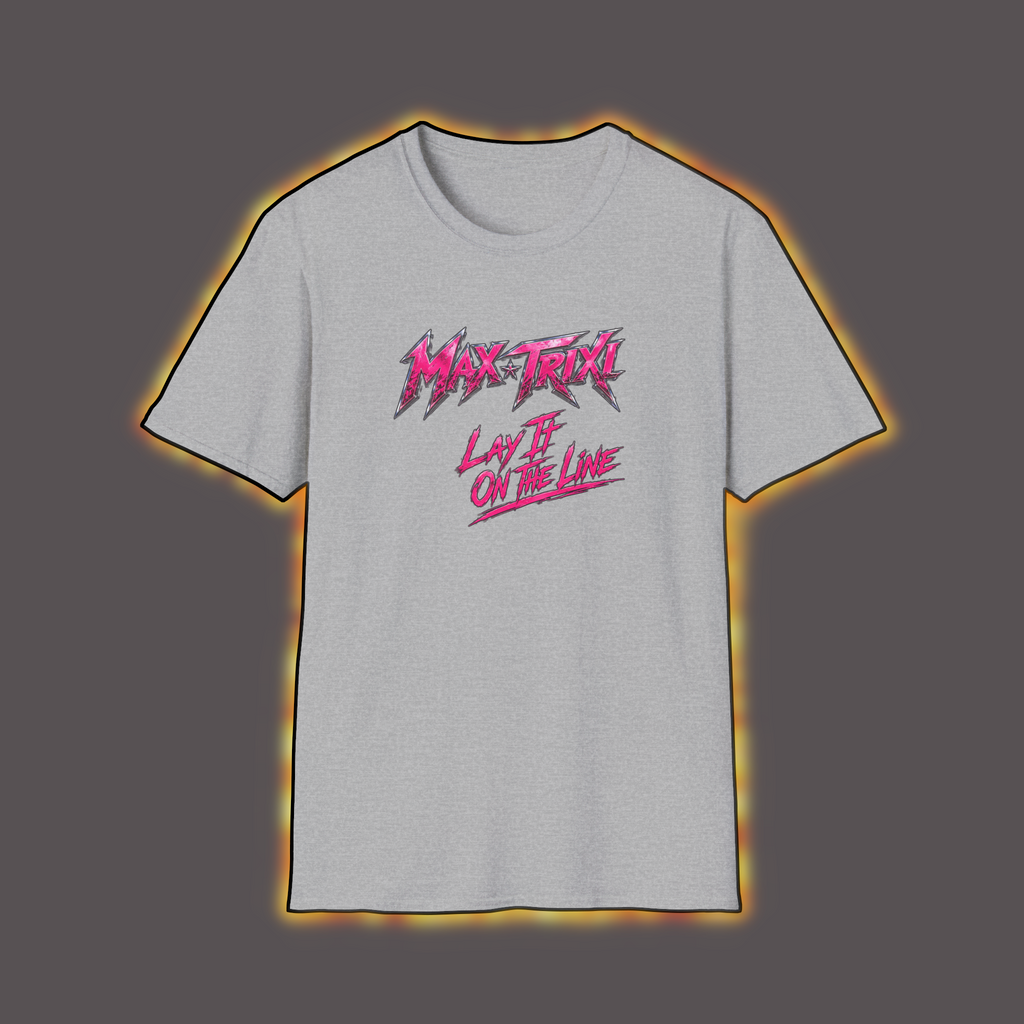 Max Trixi "Lay It On The Line" Graphic T-Shirt — Retro 80s Rock Band Tee